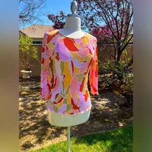 HALOGEN Colorful Abstract Women's Top